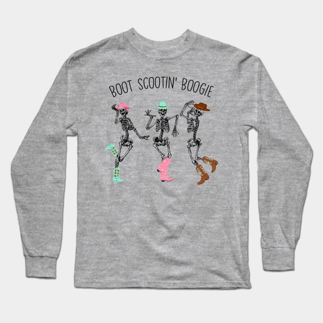 Boot Scootin Spooky Skeleton Cowboy Long Sleeve T-Shirt by TrikoGifts